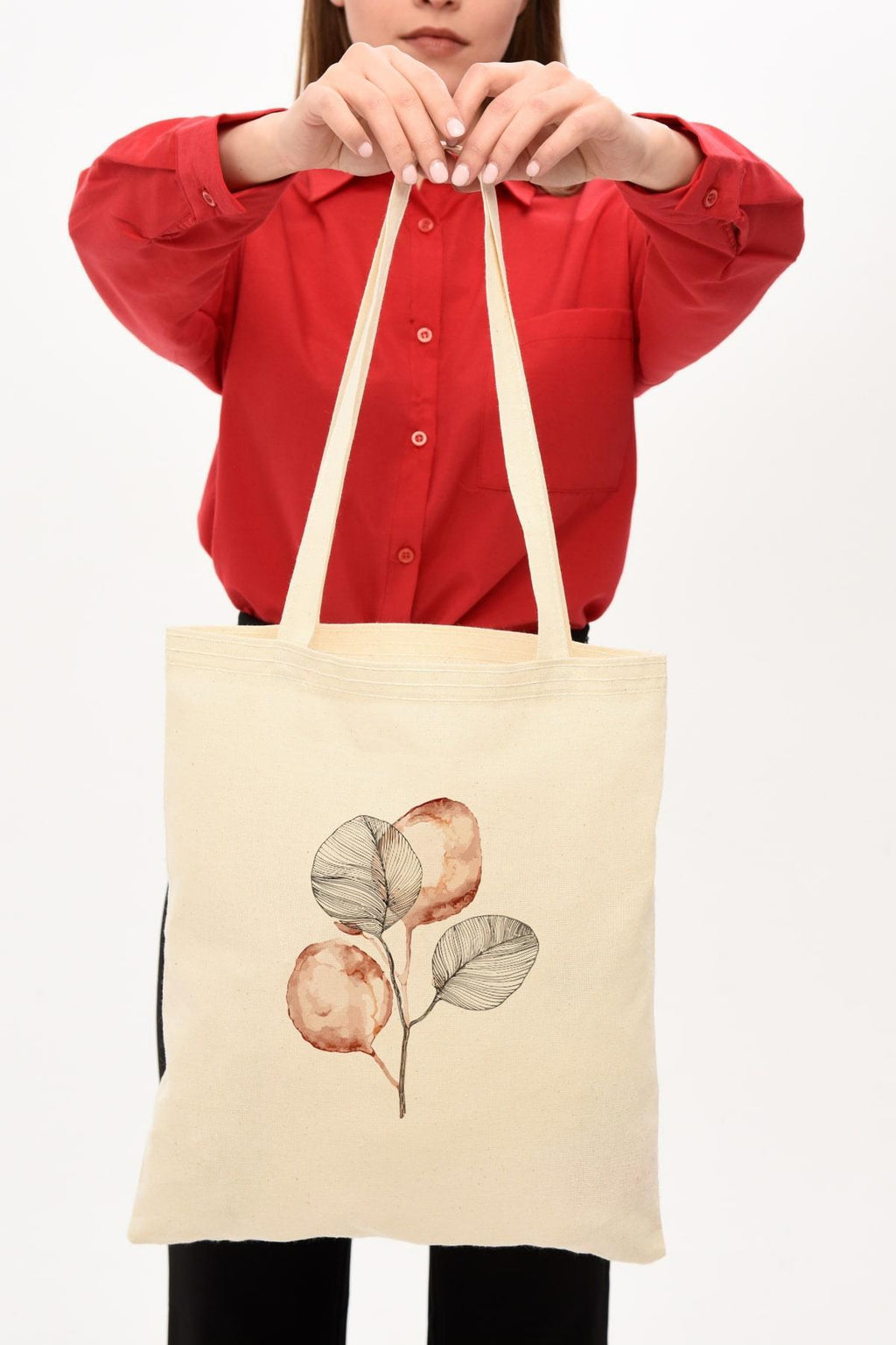 Brown Flower Baskılı Bez Çanta