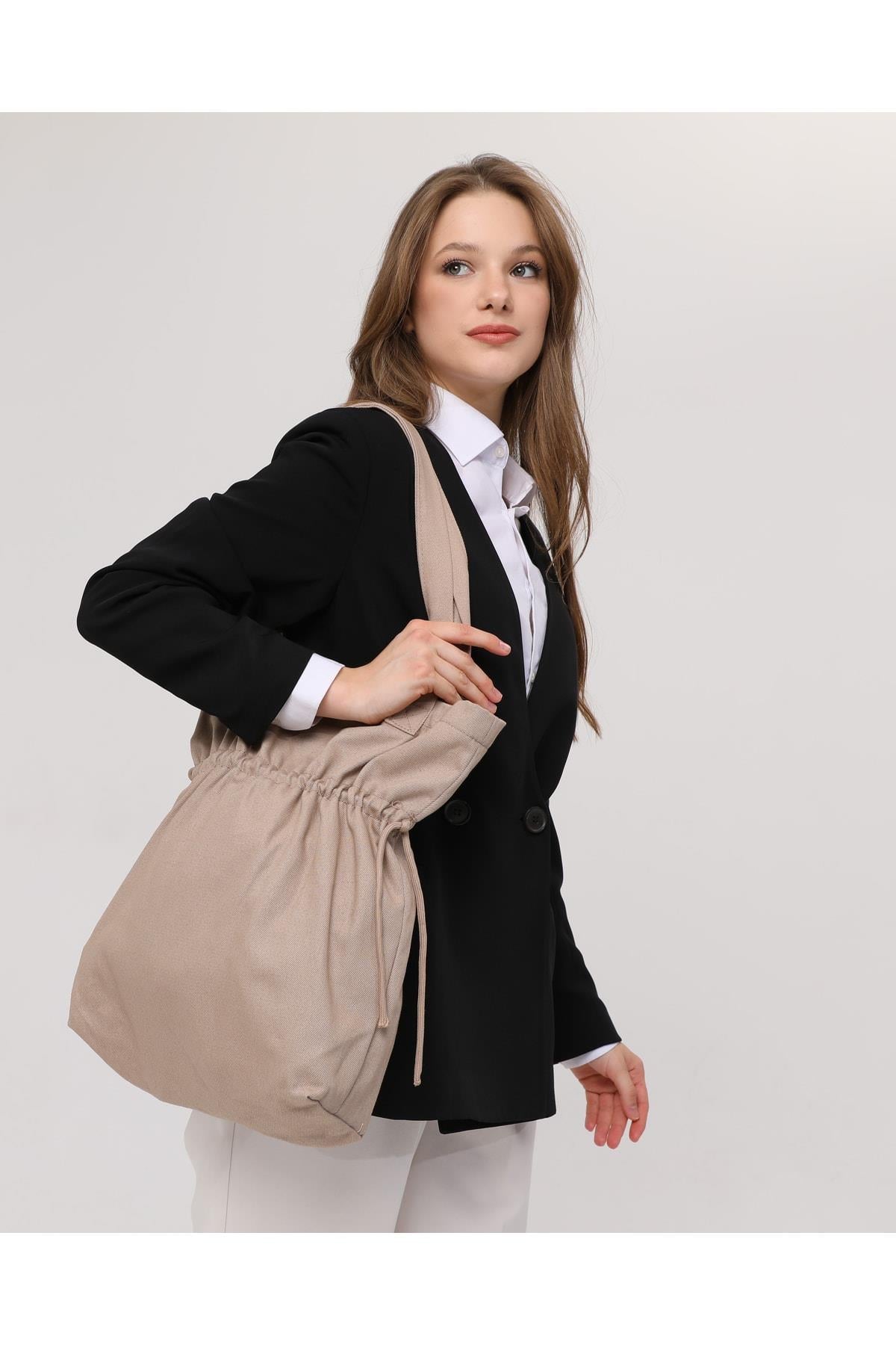 Büzgülü Model Çanta (Vizon)