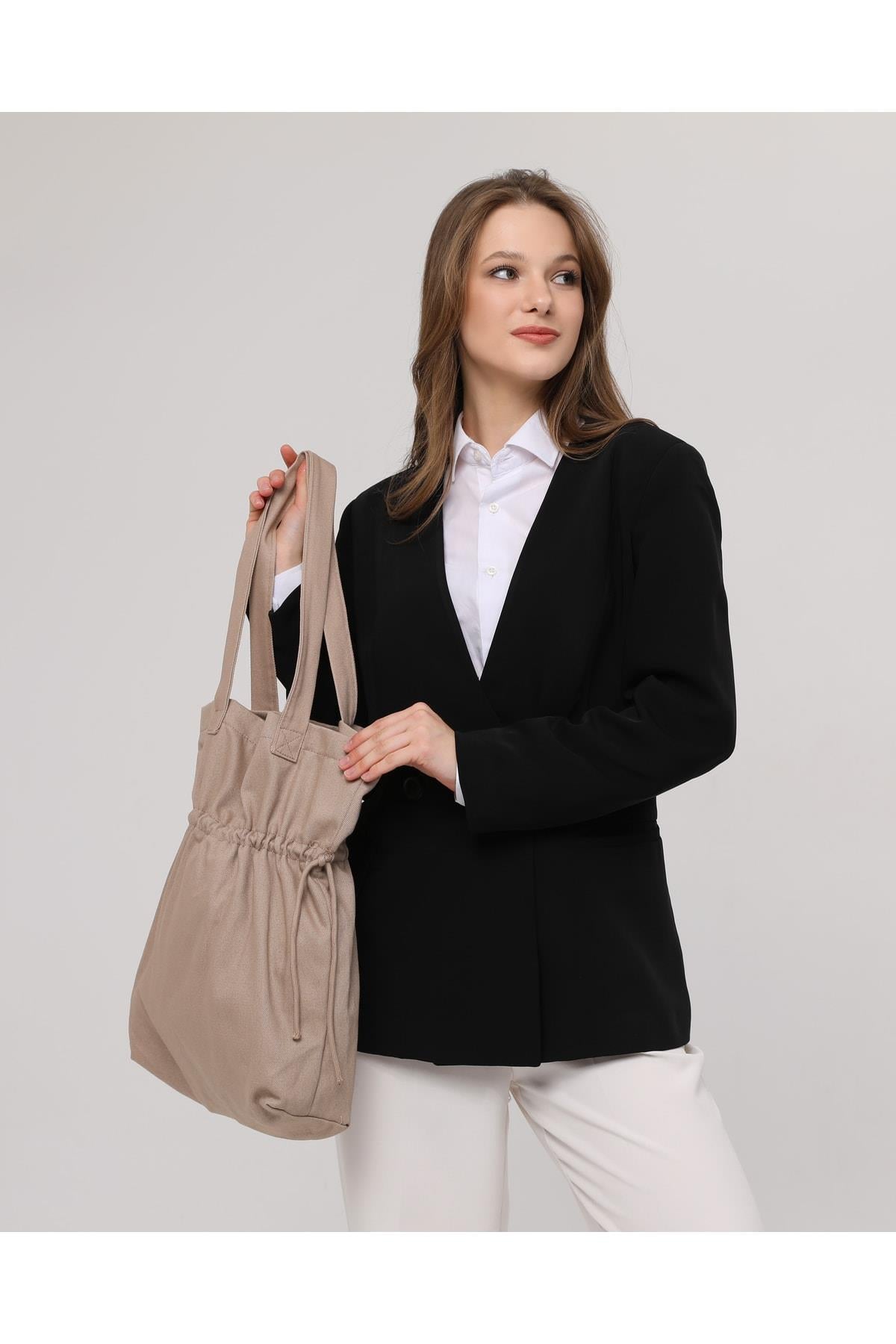 Büzgülü Model Çanta (Vizon)