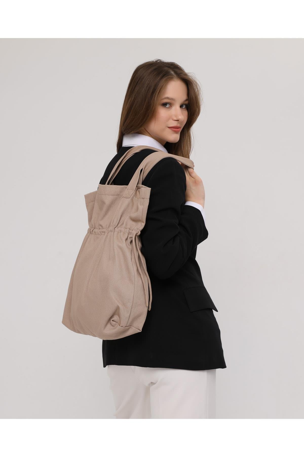 Büzgülü Model Çanta (Vizon)