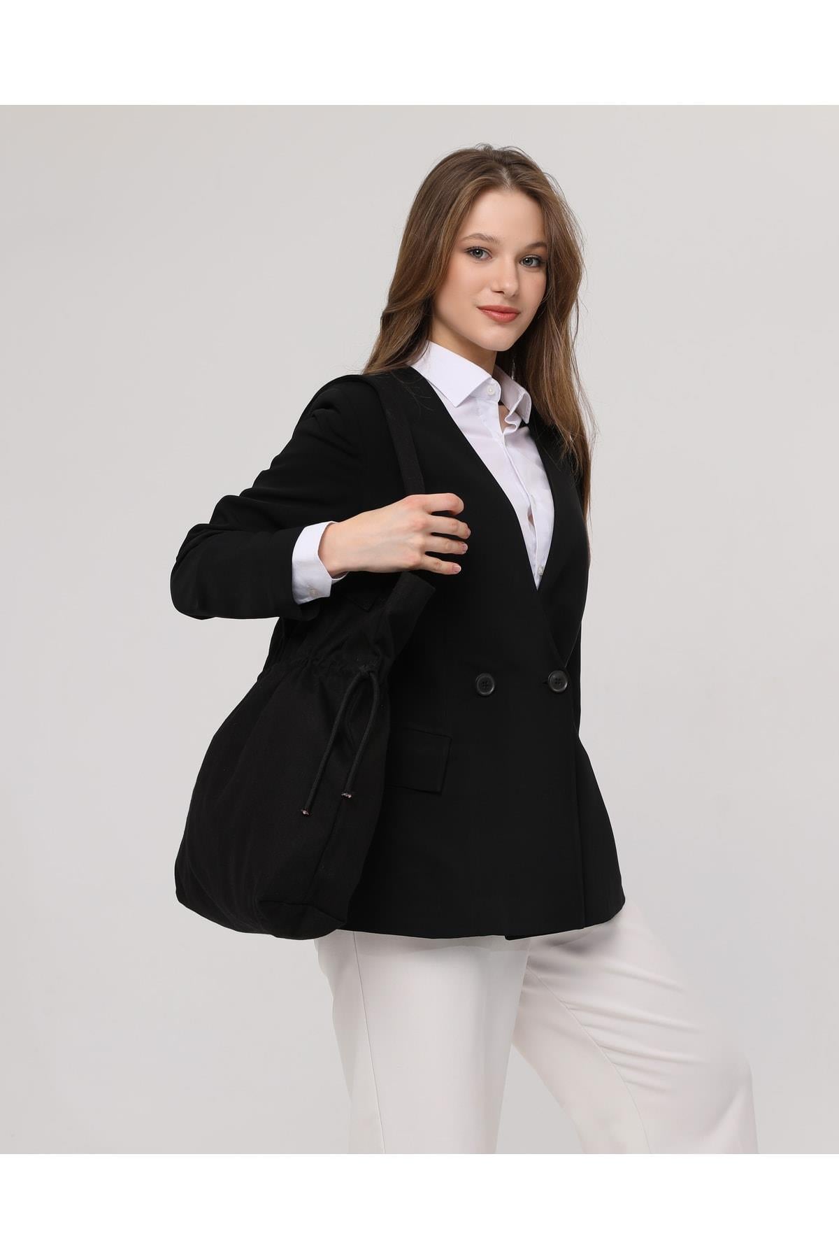 Büzgülü Model Çanta (Siyah)