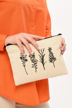Clutch 4 Dallı Çiçek Kanvas Makyaj Çantası