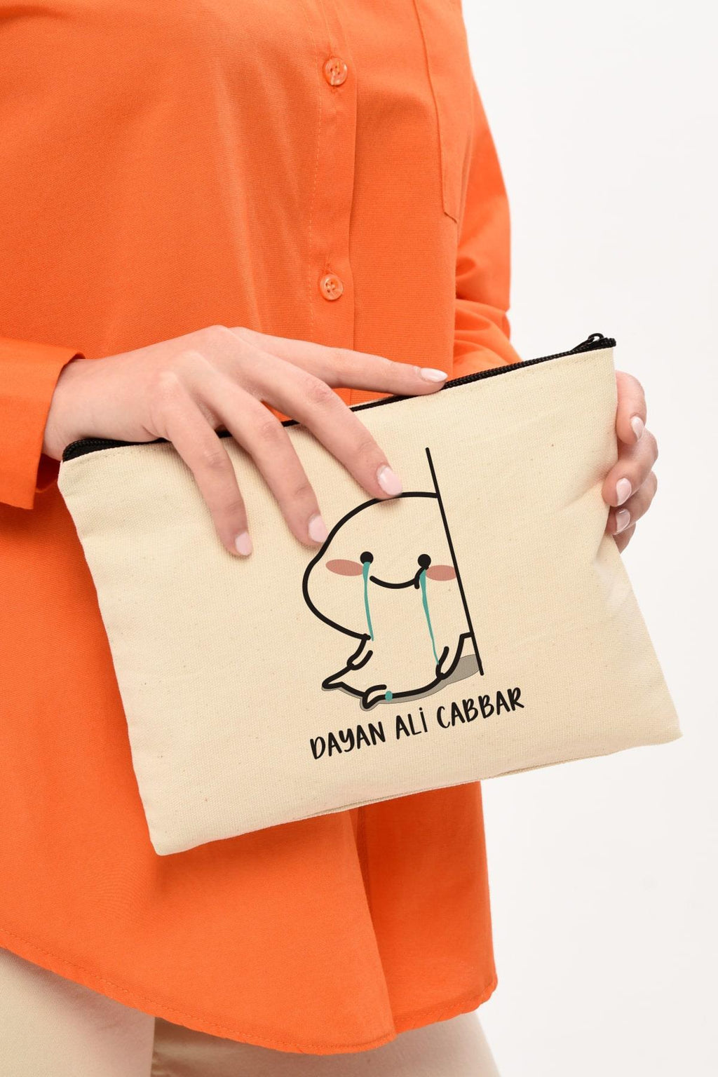 Clutch Ali Cabbar Baskılı Kanvas Makyaj Çantası
