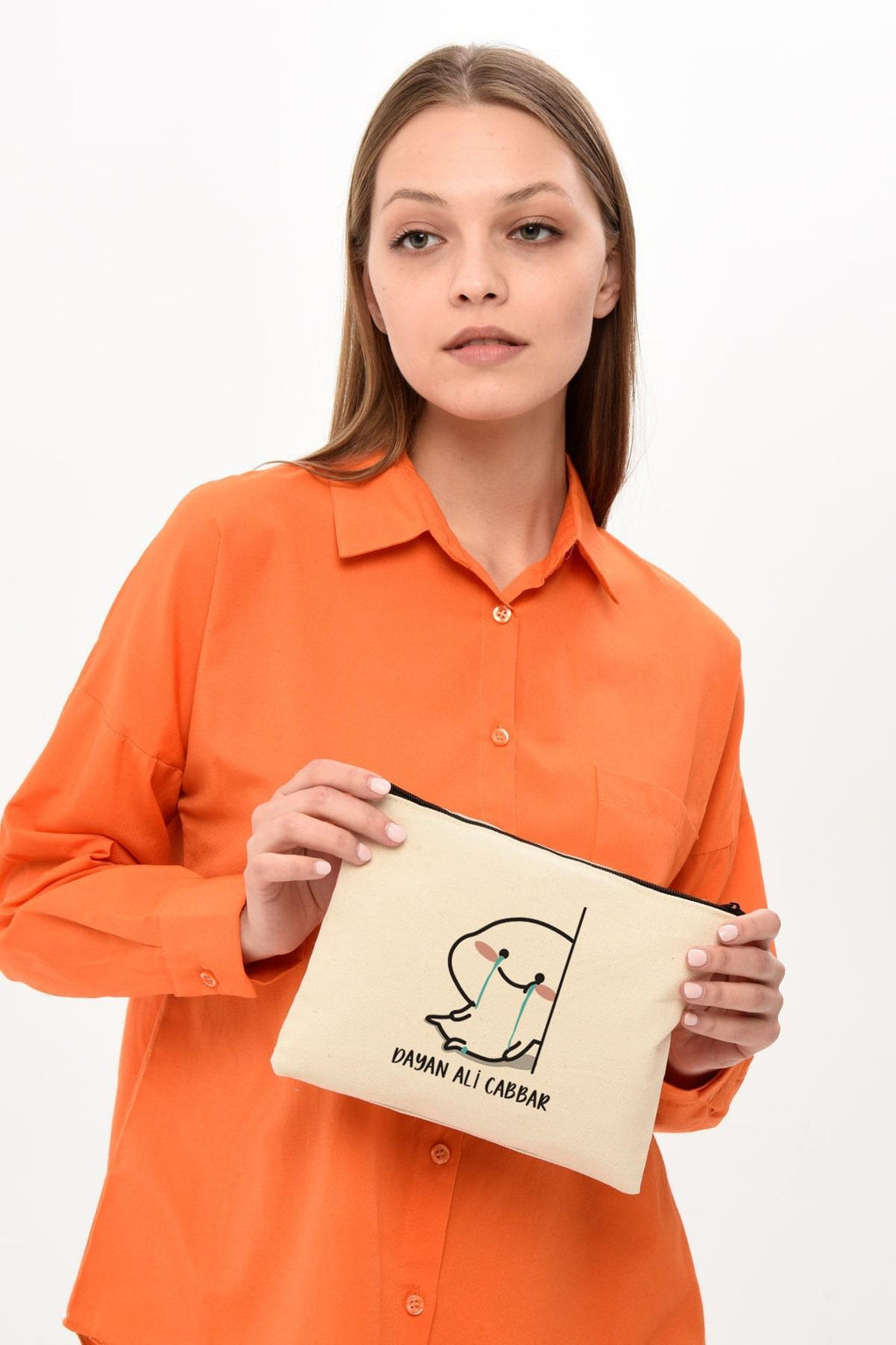 Clutch Ali Cabbar Baskılı Kanvas Makyaj Çantası