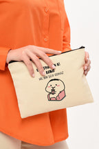 Clutch Bana Bir Şey Olmaz Baskılı Kanvas Makyaj Çantası