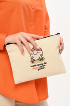 Clutch Benimle Sorunu Olan Baskılı Kanvas Makyaj Çantası