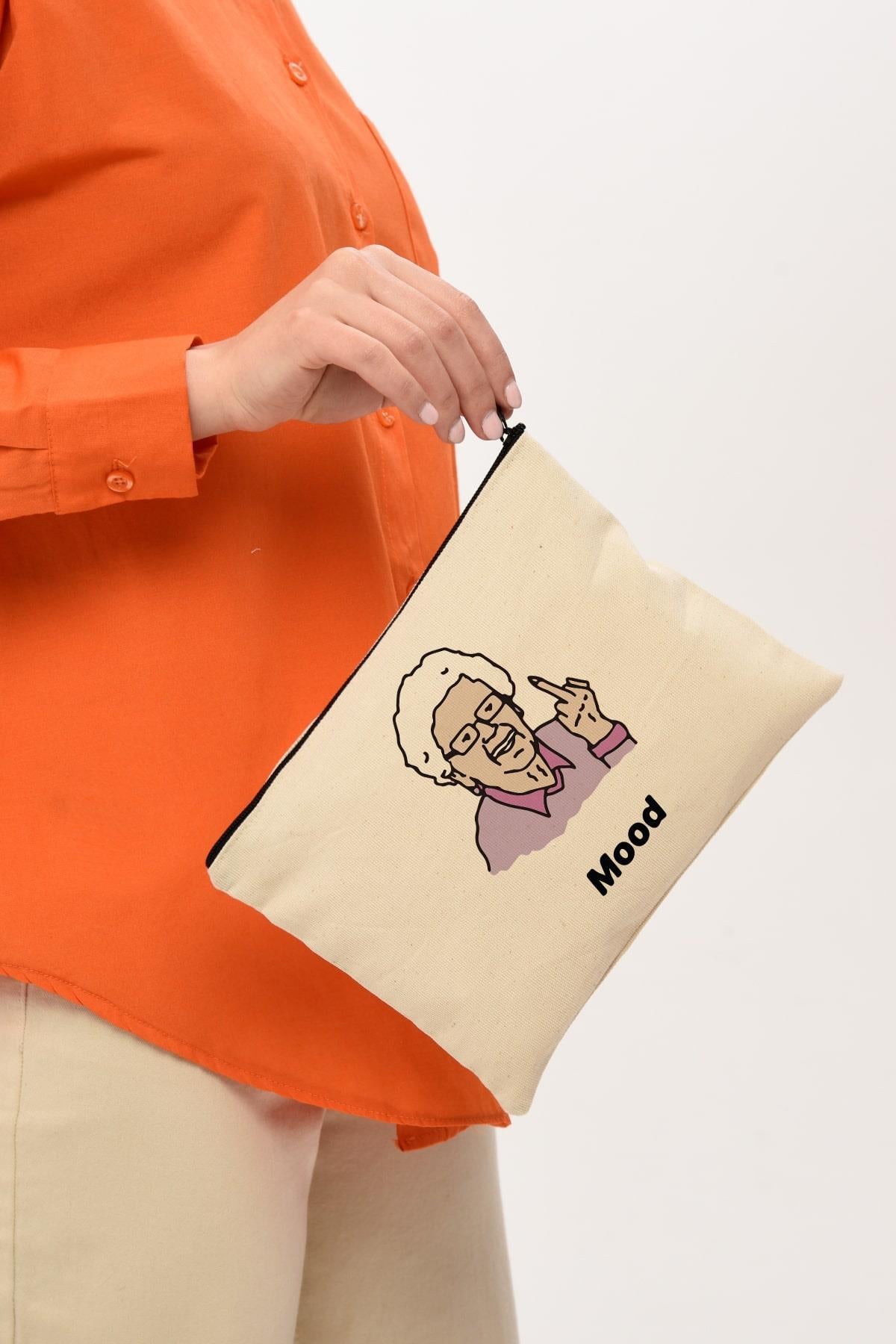 Clutch Büyükanne Mood Kanvas Makyaj Çantası