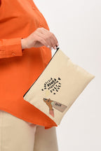 Clutch Cahilsavar Baskılı Kanvas Makyaj Çantası