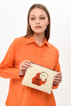 Clutch Çıtır Baskılı Kanvas Makyaj Çantası