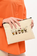 Clutch Coffee Cup Baskılı Makyaj Çantası |  (25X17)
