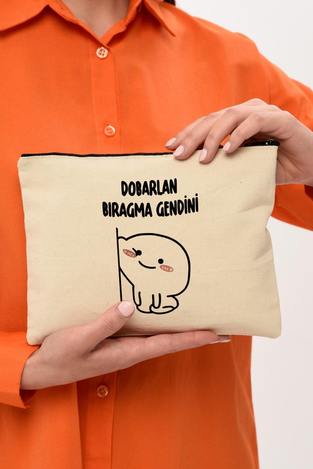 Clutch Dobarlan Baskılı Kanvas Makyaj Çantası