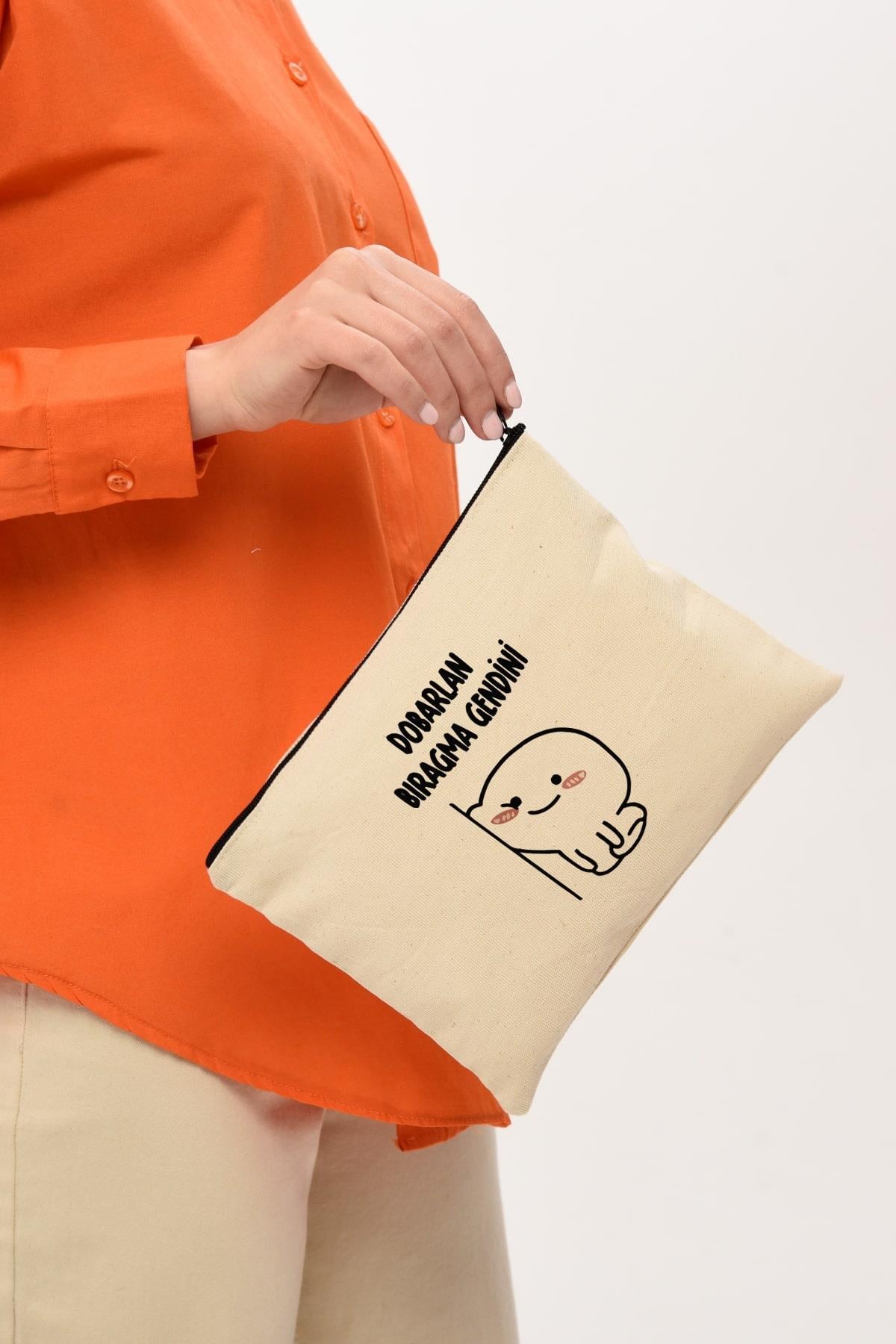 Clutch Dobarlan Baskılı Kanvas Makyaj Çantası