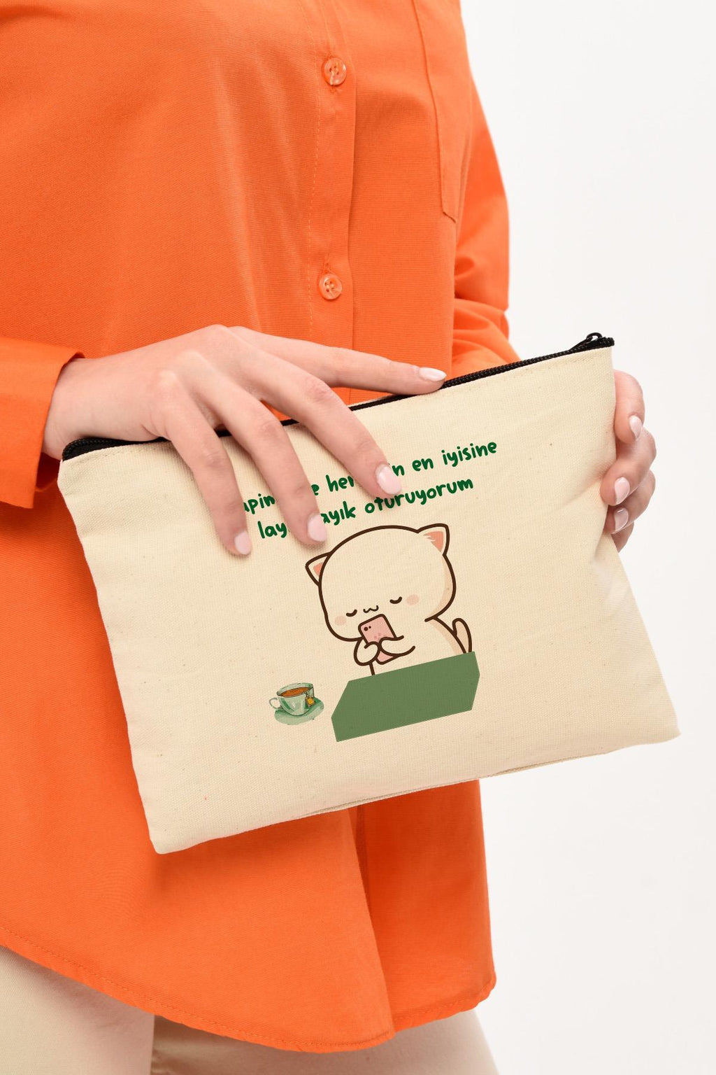 Clutch En İyisine Layık Baskılı Kanvas Makyaj Çantası