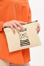 Clutch Meow Baskılı Makyaj Çantası |  (25X17)