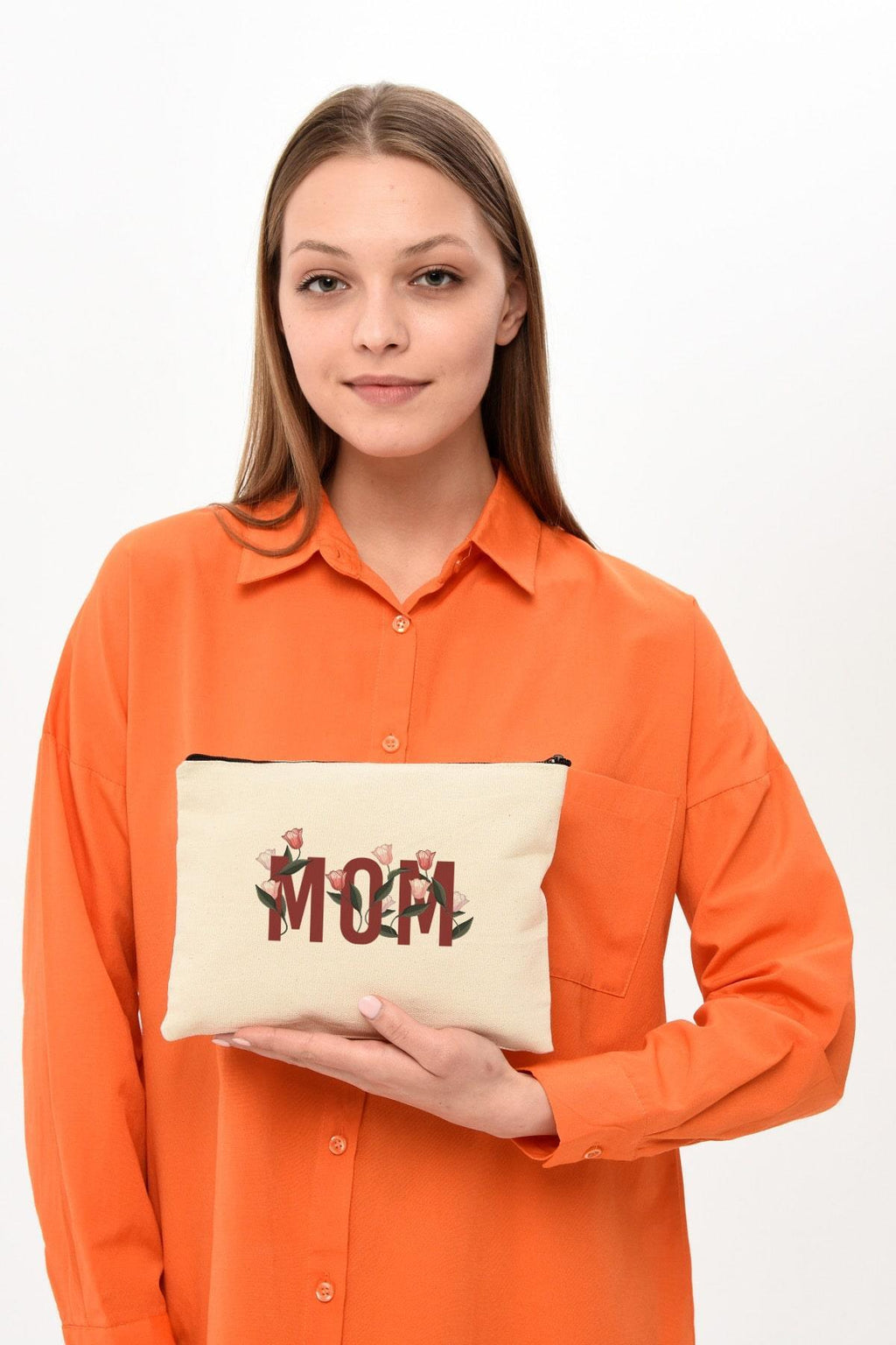 Clutch Mom Baskılı Kanvas Makyaj Çantası