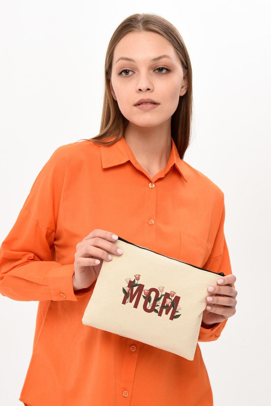 Clutch Mom Baskılı Kanvas Makyaj Çantası