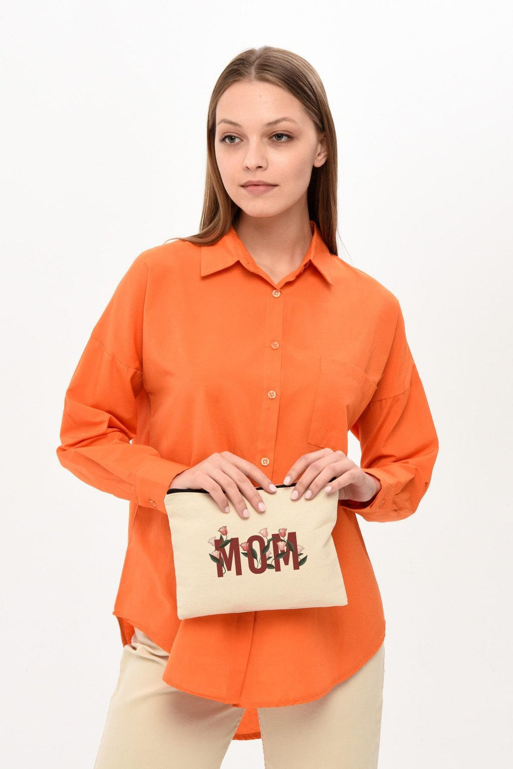 Clutch Mom Baskılı Kanvas Makyaj Çantası