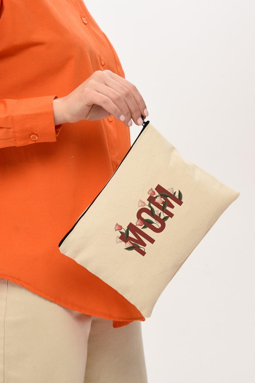 Clutch Mom Baskılı Kanvas Makyaj Çantası