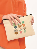 Clutch Renkli Çiçekler Kanvas Makyaj Çantası