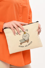 Clutch Sonra Ağlarsın Baskılı Kanvas Makyaj Çantası