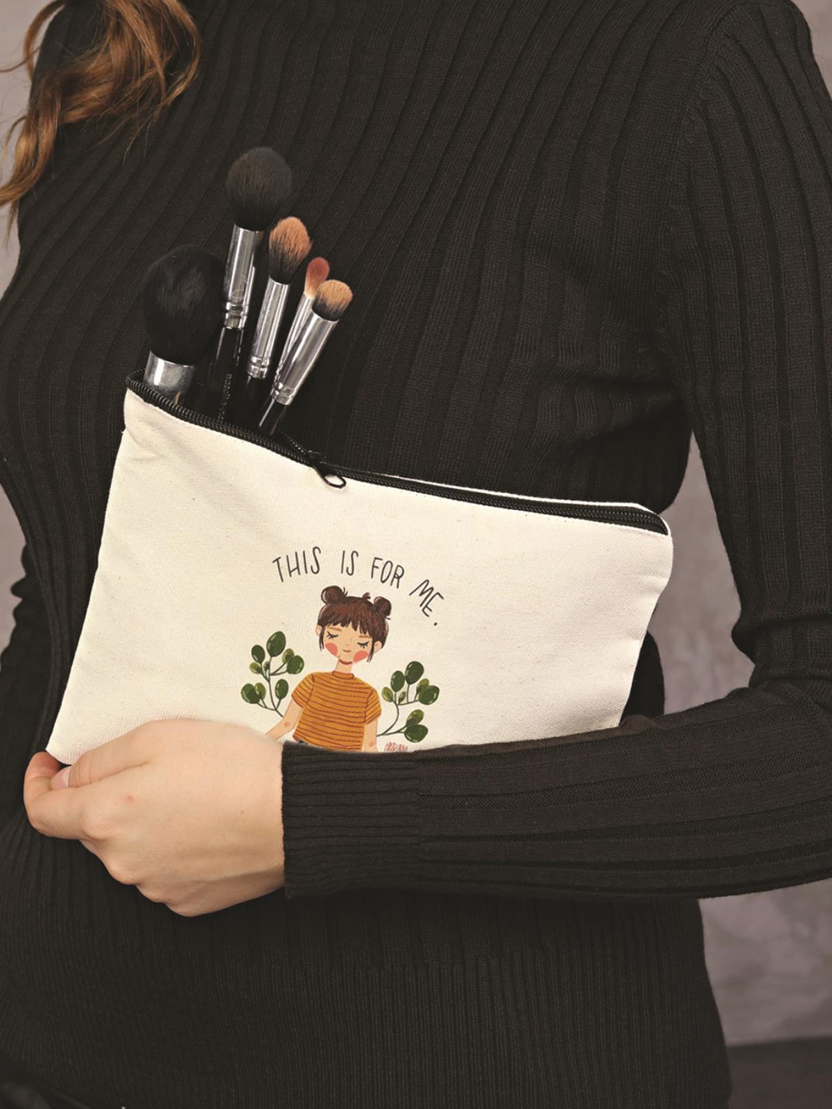 Clutch This Is For Me Kanvas Makyaj Çantası