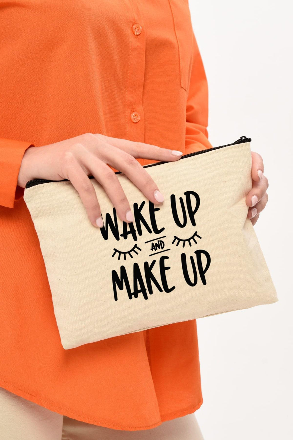 Clutch Wake Up and Make Up Baskılı Makyaj Çantası |  (25X17)