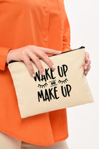 Clutch Wake Up and Make Up Baskılı Makyaj Çantası |  (25X17)