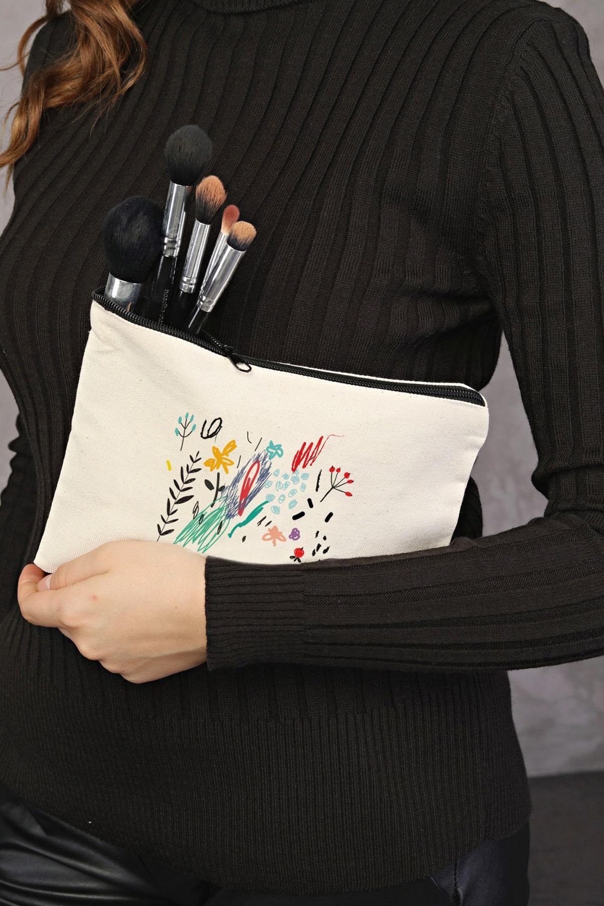 Clutch With Love Kanvas Makyaj Çantası