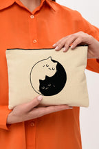 Clutch Ying Yang Cat Baskılı Makyaj Çantası |  (25X17)