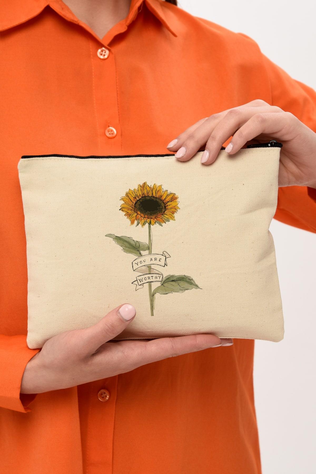 Clutch You Are Worthy Kanvas Makyaj Çantası