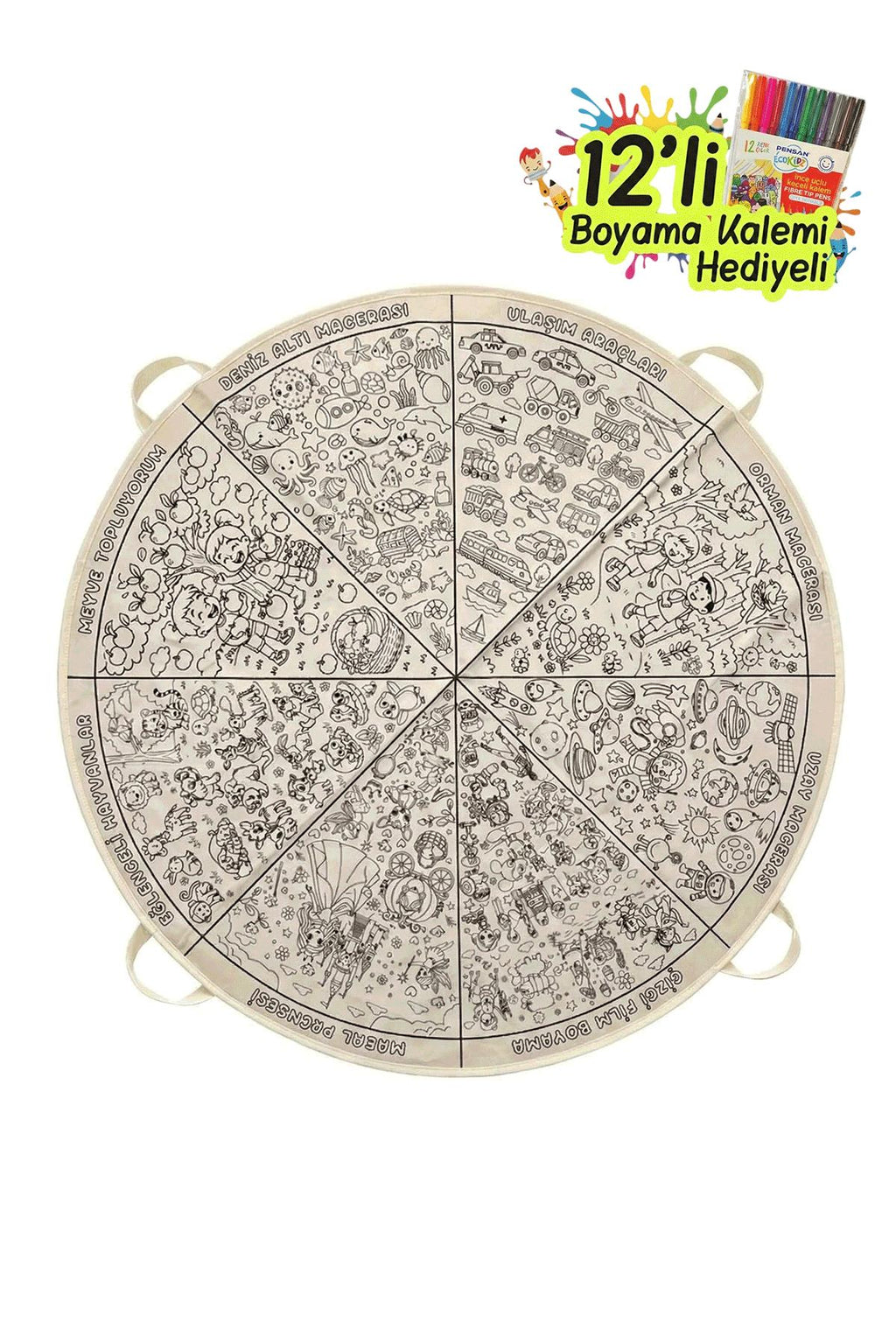 Eğitici Boyama Halısı - Zeka Geliştirici Aktivite Seti - Tekrar Boyanabilir V2