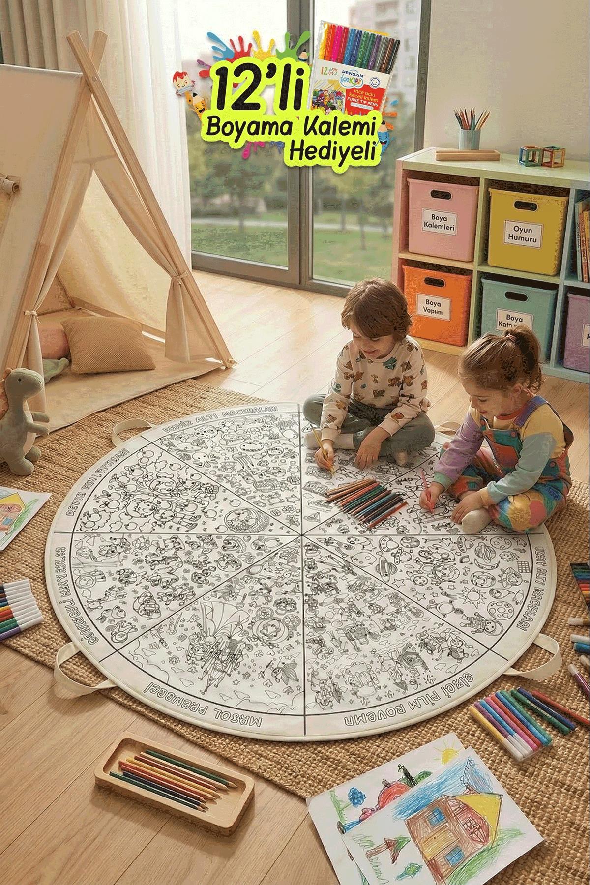 Eğitici Boyama Halısı - Zeka Geliştirici Aktivite Seti - Tekrar Boyanabilir V2