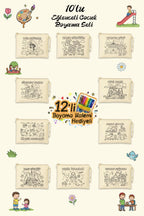 Eğlenceli Aktiviteler Baskılı Boyama Cüzdanları - 10 Adet