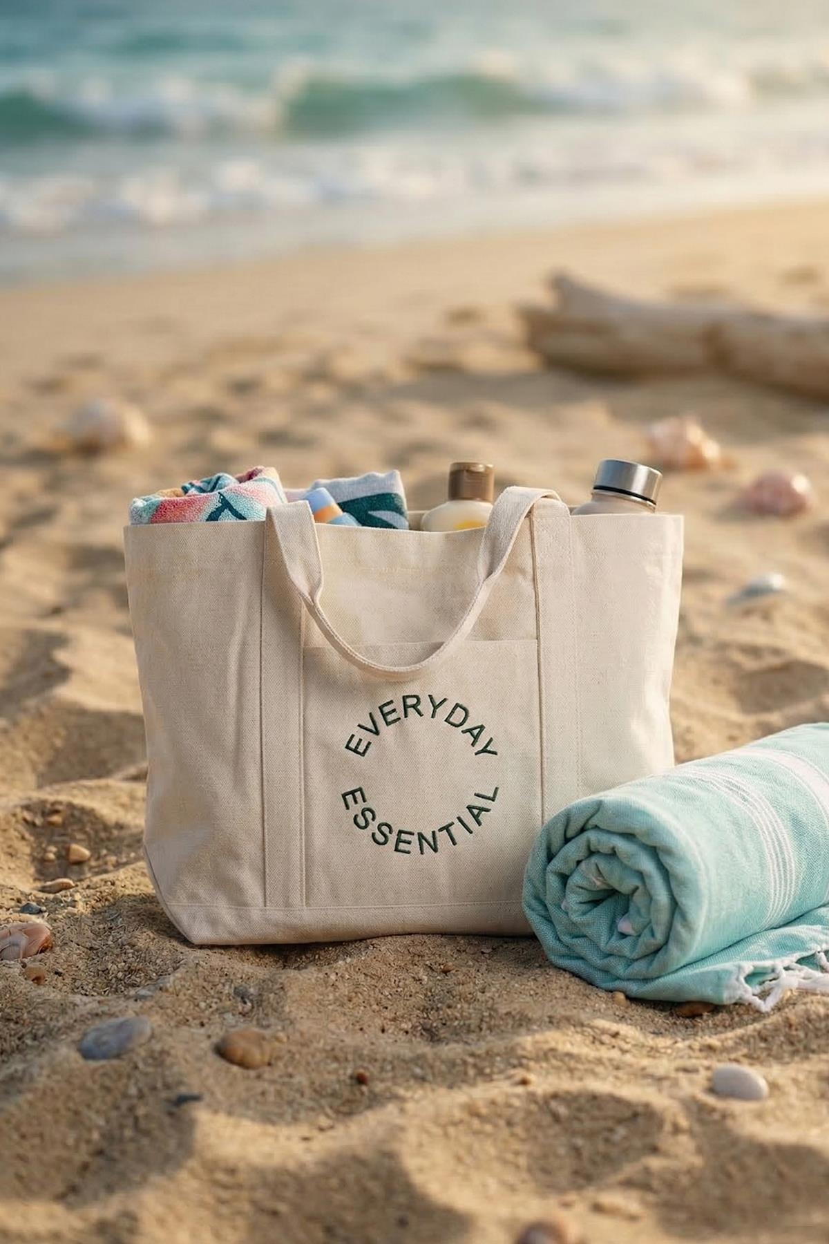 Everyday Essential Nakışlı Kanvas Çanta