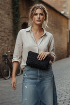 Işıltılı Clutch Siyah