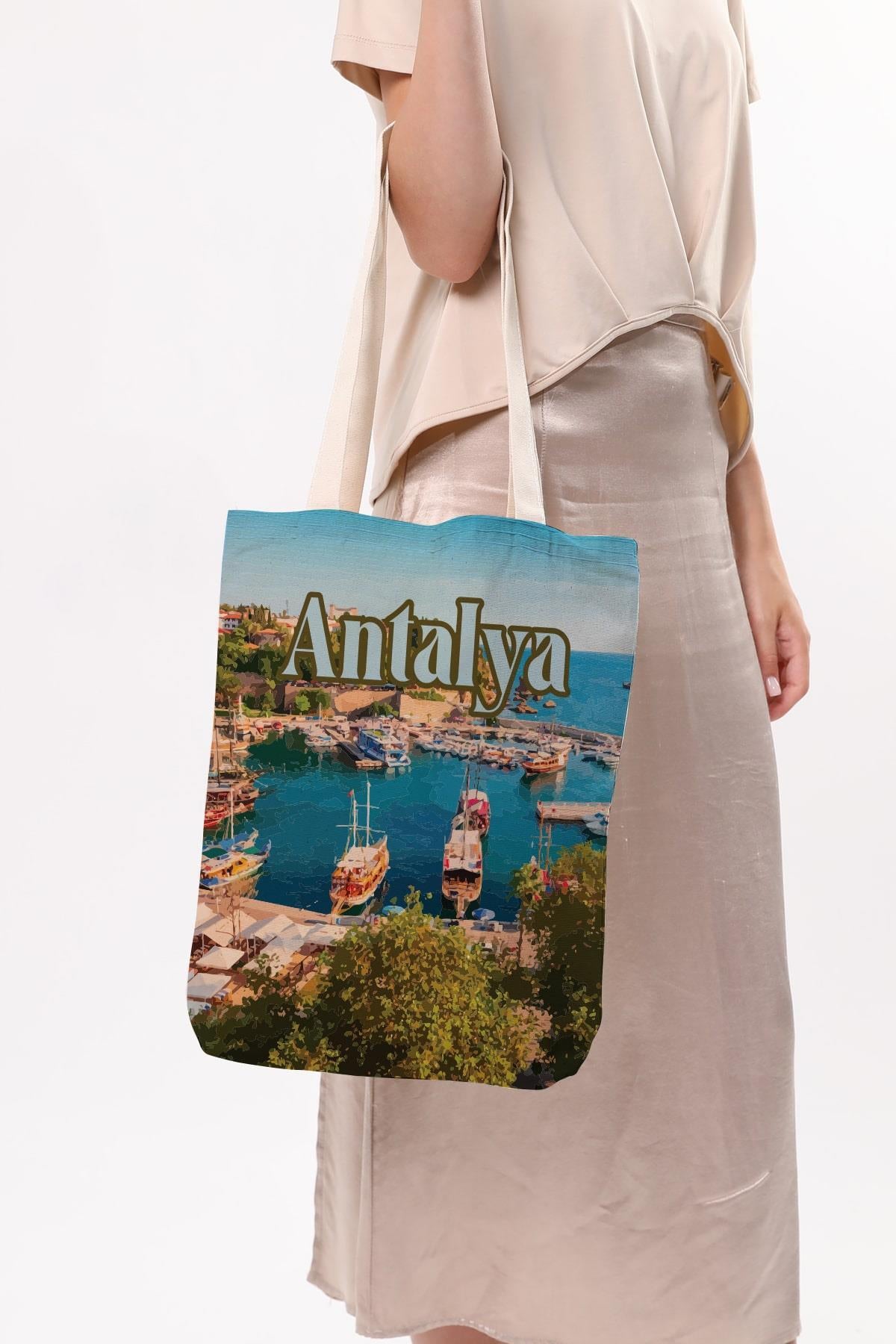 Kanvas Antalya Baskılı Bez Çanta