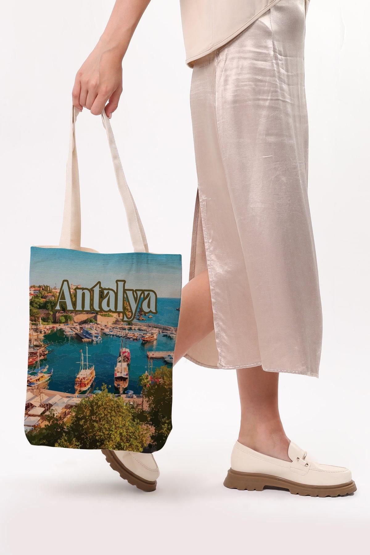 Kanvas Antalya Baskılı Bez Çanta