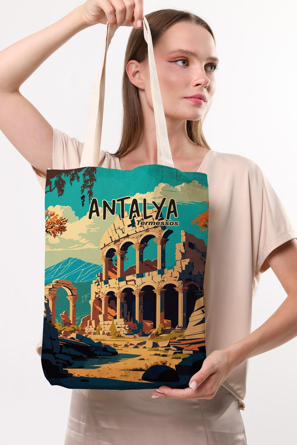 Kanvas Antalya Termessos Baskılı Bez Çanta