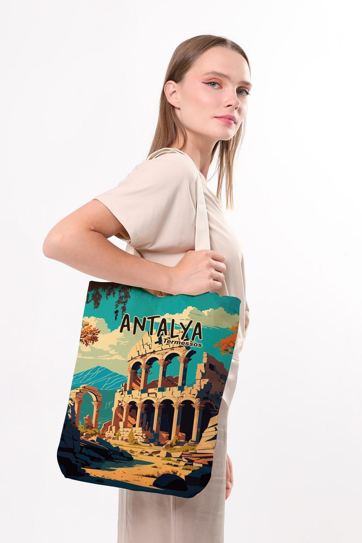 Kanvas Antalya Termessos Baskılı Bez Çanta