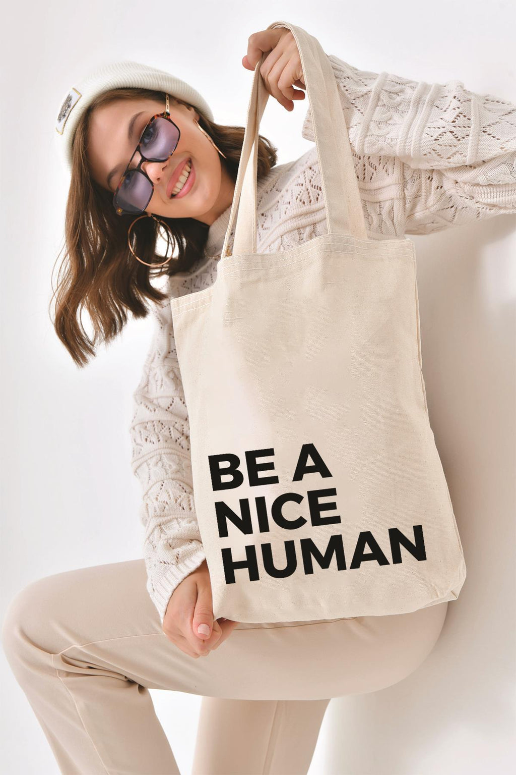 Kanvas Be A Nice Human Bez Çanta C0502