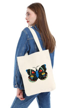 Kanvas Butterfly Baskılı Bez Çanta