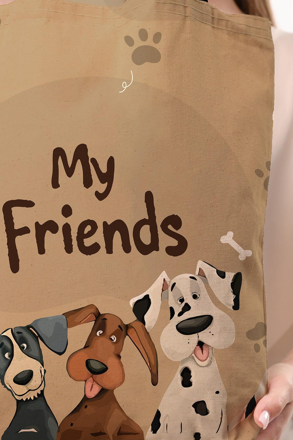 Kanvas Arkadaş Köpekler Baskılı Bez Çanta