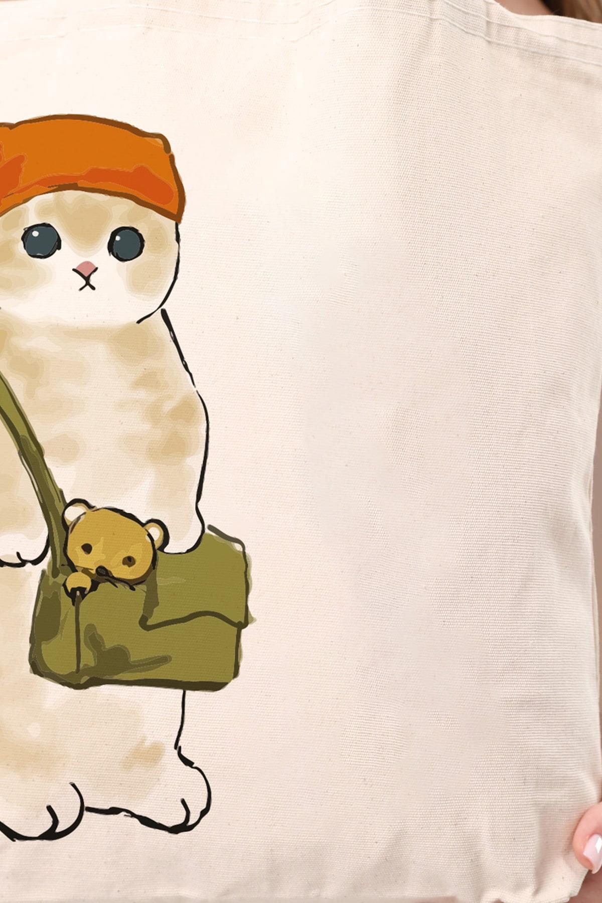 Kanvas Çantalı Kedi Bez Çanta C1611