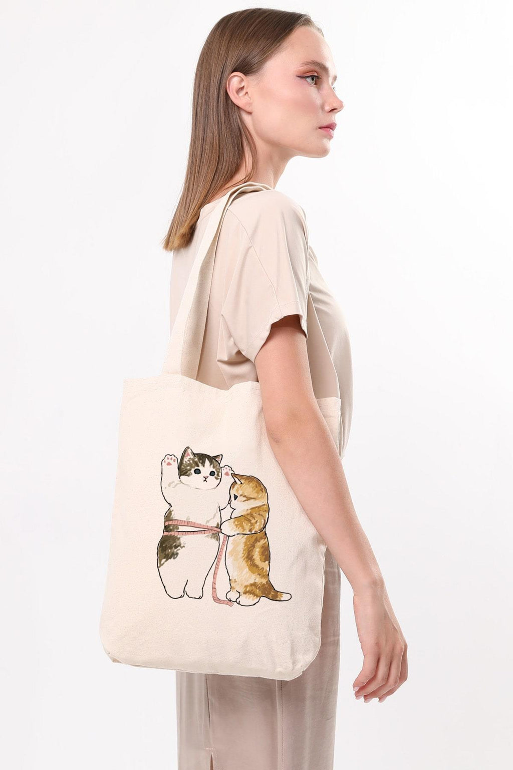 Kanvas Cats Size Baskılı Bez Çanta