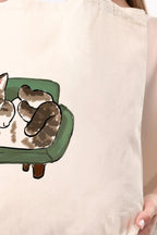 Kanvas Cips Yiyen Kedi Bez Çanta C1616