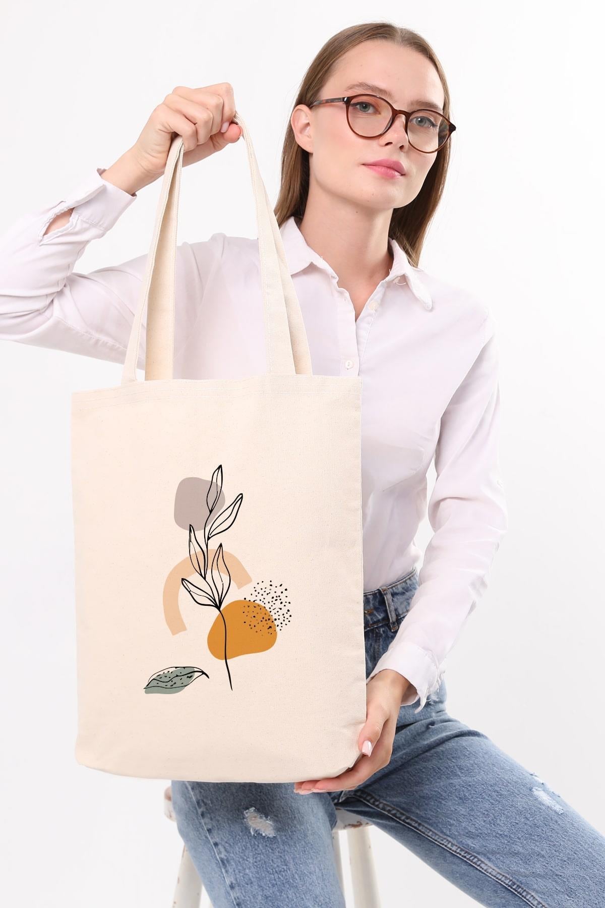 Kanvas Draw Art Flower Baskılı Bez Çanta