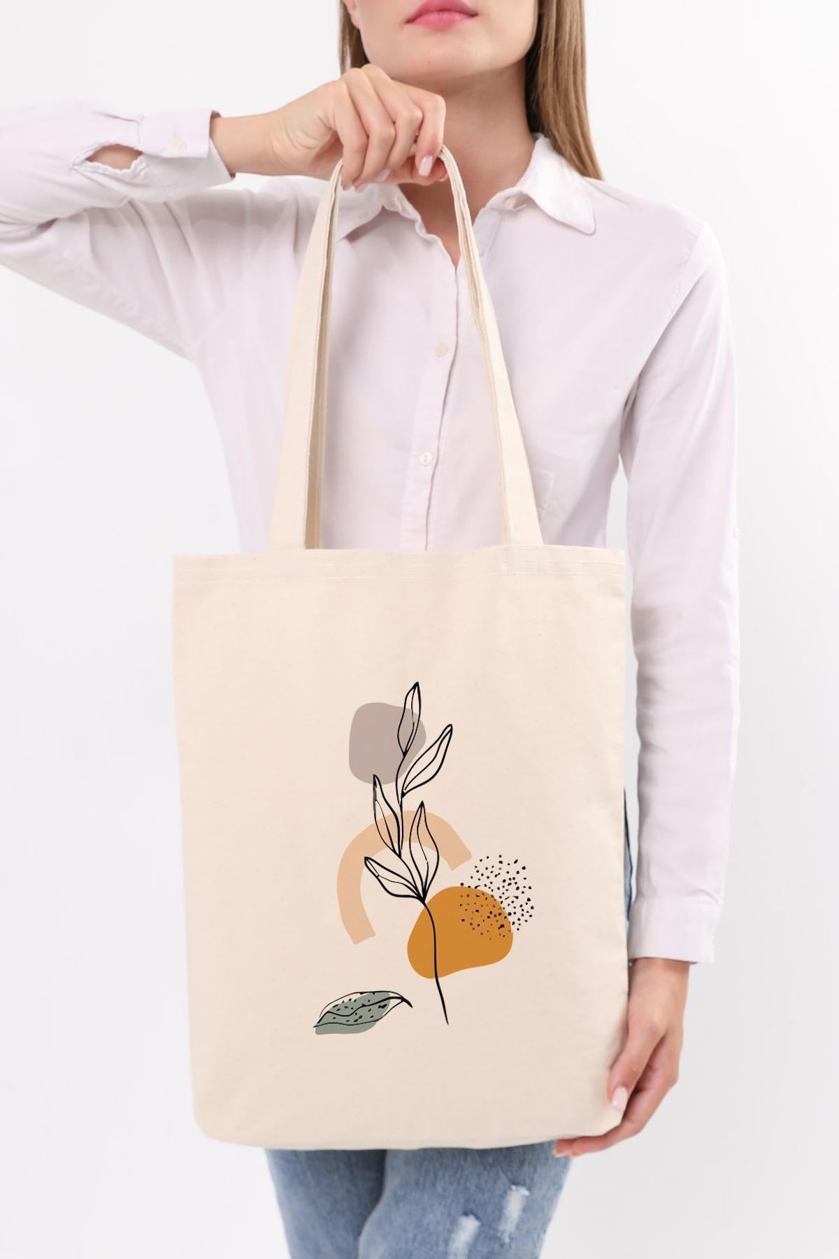 Kanvas Draw Art Flower Baskılı Bez Çanta