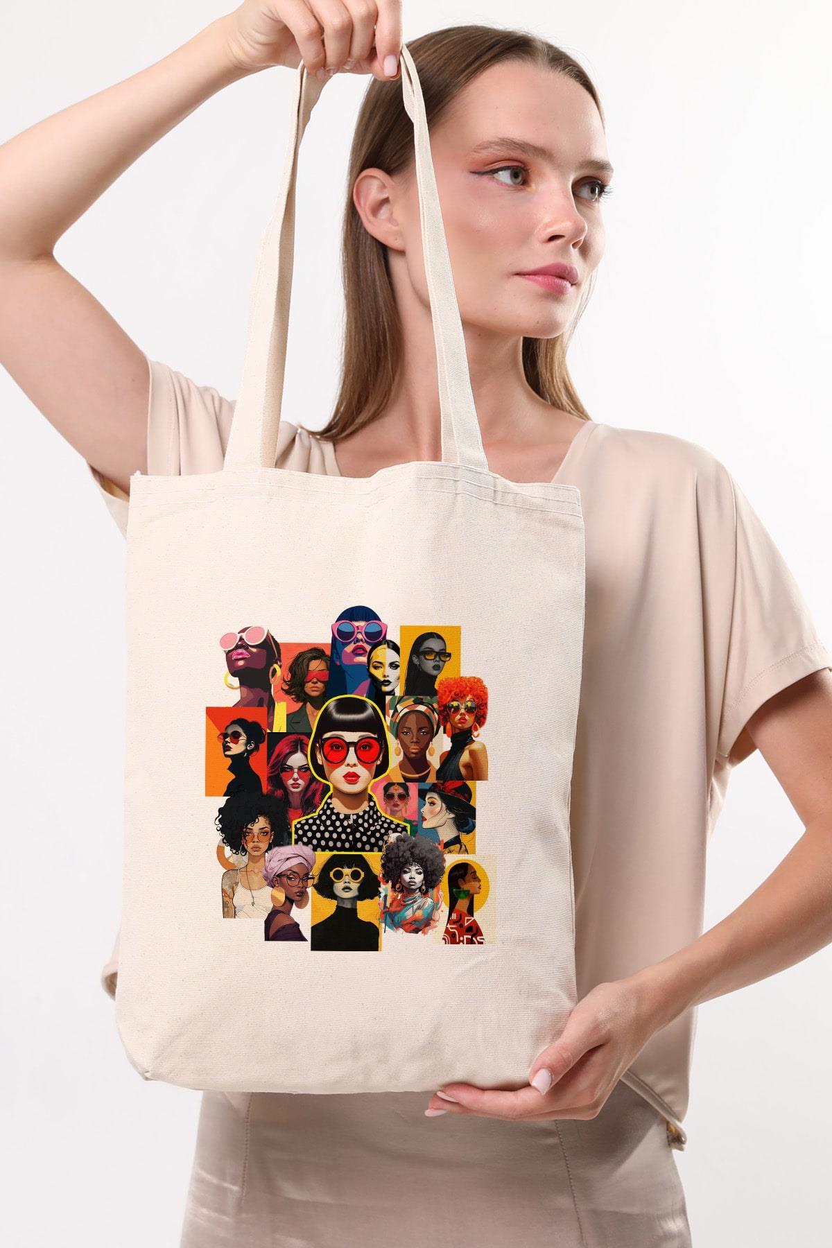 Kanvas Fashion Girls Baskılı Bez Çanta