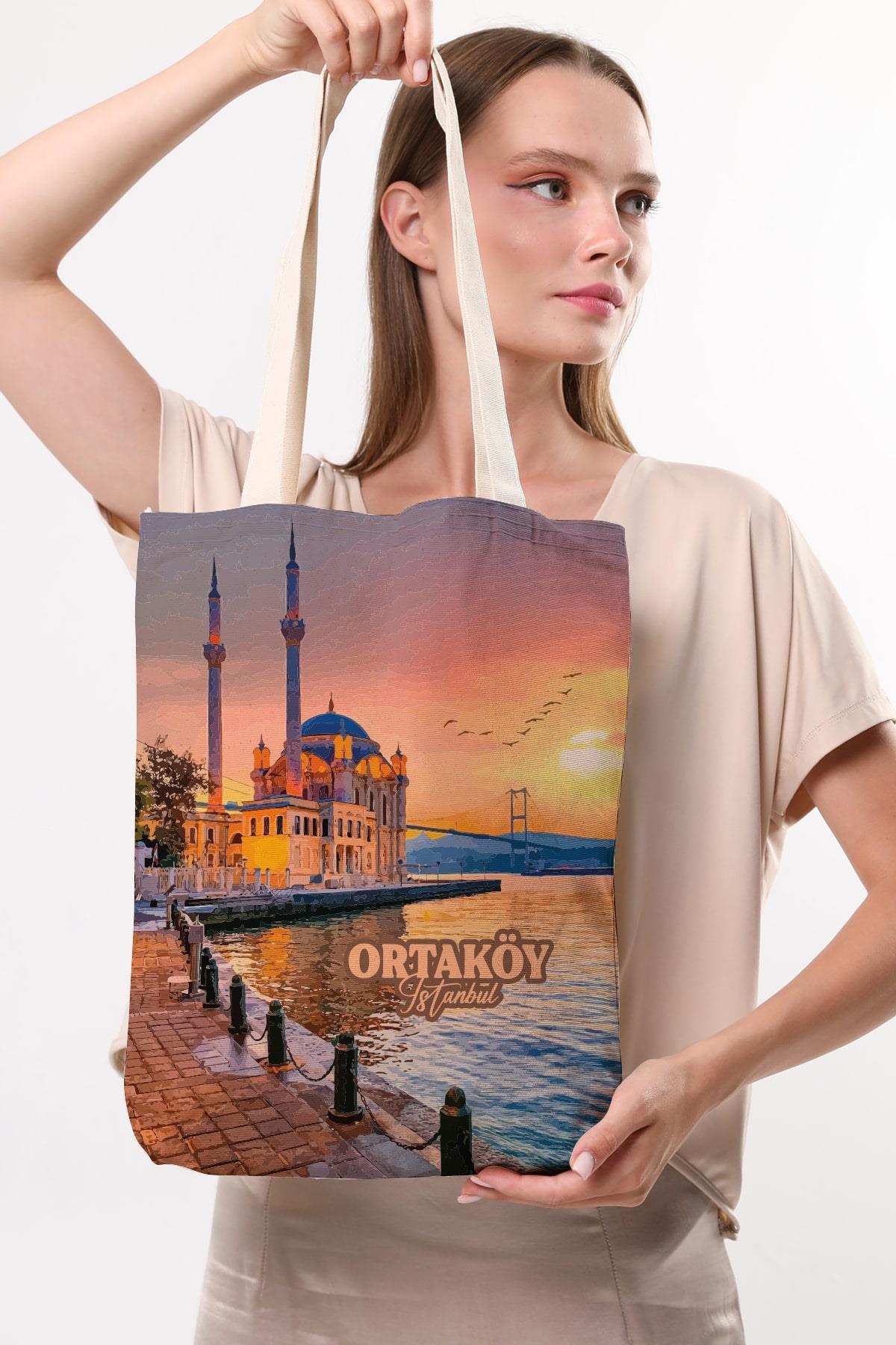 Kanvas İstanbul Ortaköy Baskılı Bez Çanta