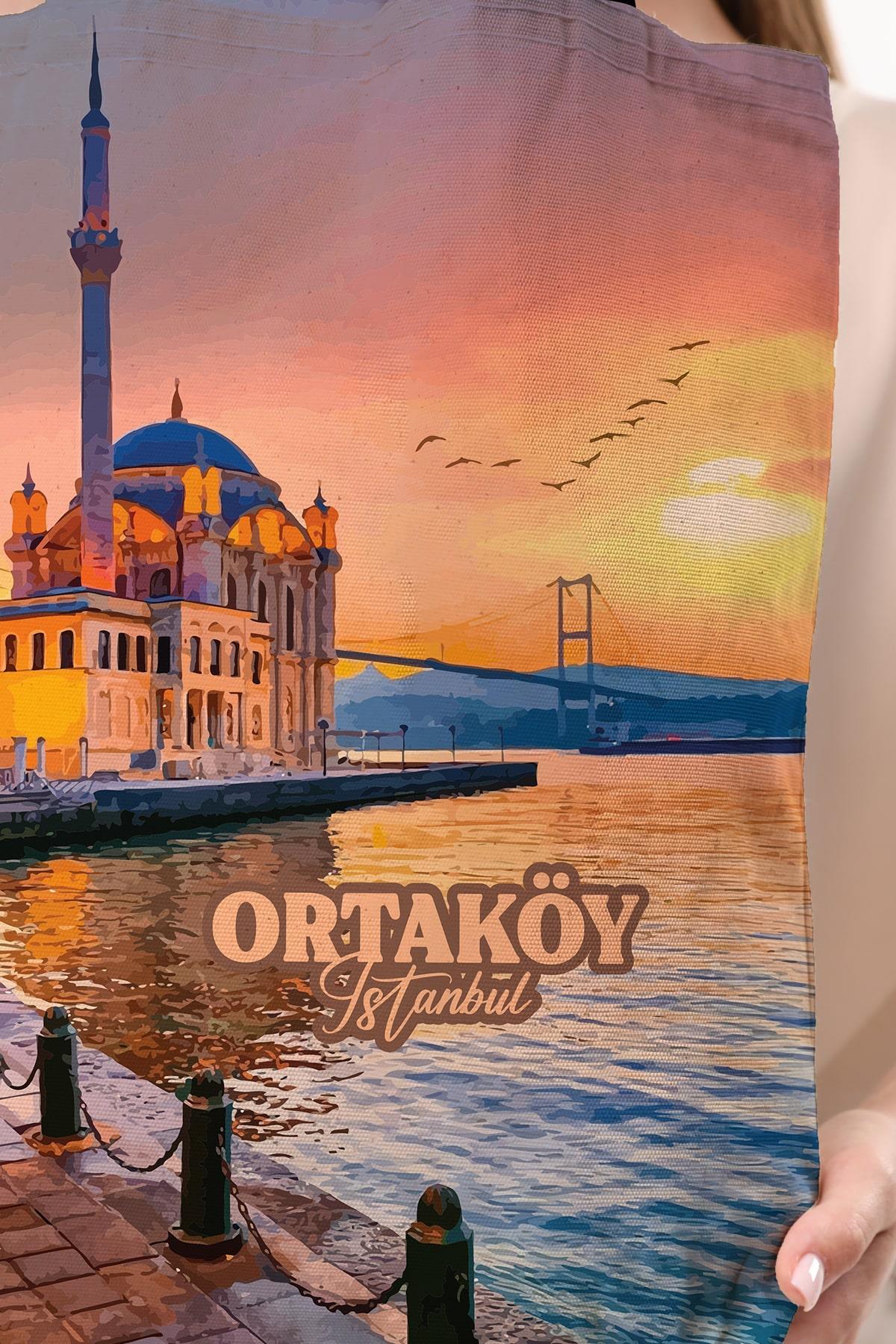 Kanvas İstanbul Ortaköy Baskılı Bez Çanta